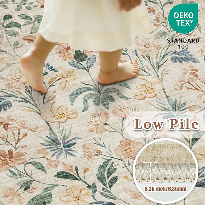 10x14 Area Rugs Washable Rug: Large Boho Living Room Rug Soft Non-Slip Low Pile - Image 6