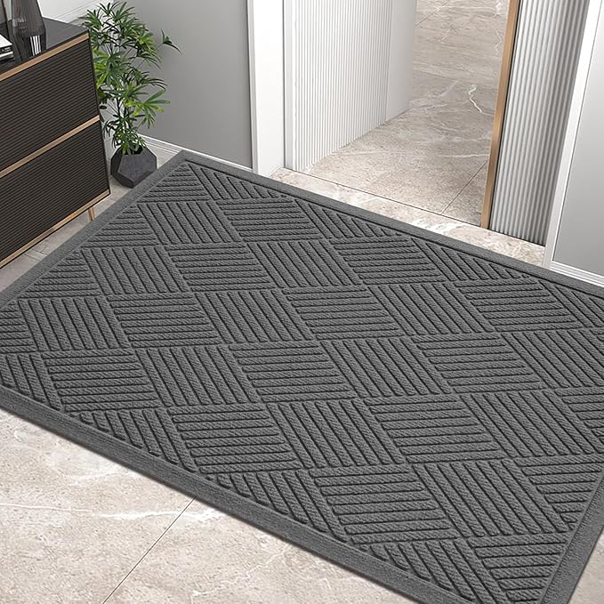 HIYARD Sturdy Front Door Mat, Absorbent Muddy Dirt Resist Welcome Door Mats by HIYARD