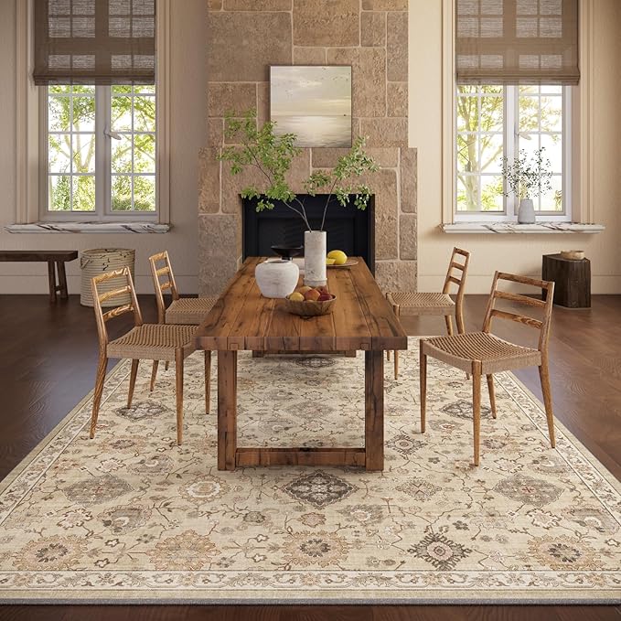 Machine Washable Rug for Living Room: 8x10 Area Rugs Boho Vintage Rug Stain - Image 5