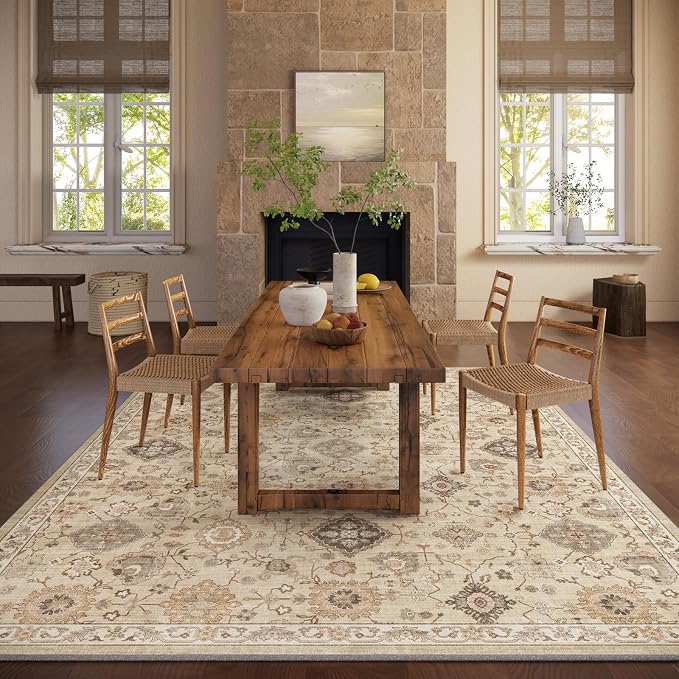 Machine Washable Rug for Living Room: 6x9 Area Rugs Boho Vintage Rug Stain - Image 5