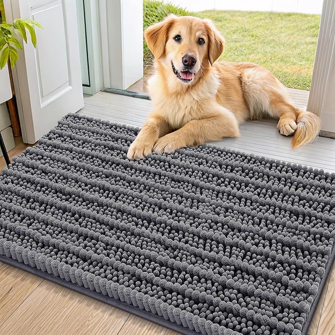 Smiry Dog Door Mat for Muddy Paws 36x24, Absorbent Dirt Trapper, Non-Slip by Smiry