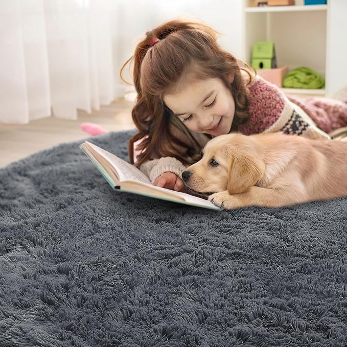 OLANLY Grey Round Rugs for Bedroom - Image 5