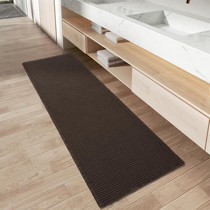 Upgraded Waffle Runner Rug Super Absorbent Non Slip Bath Mats by AMOAMI