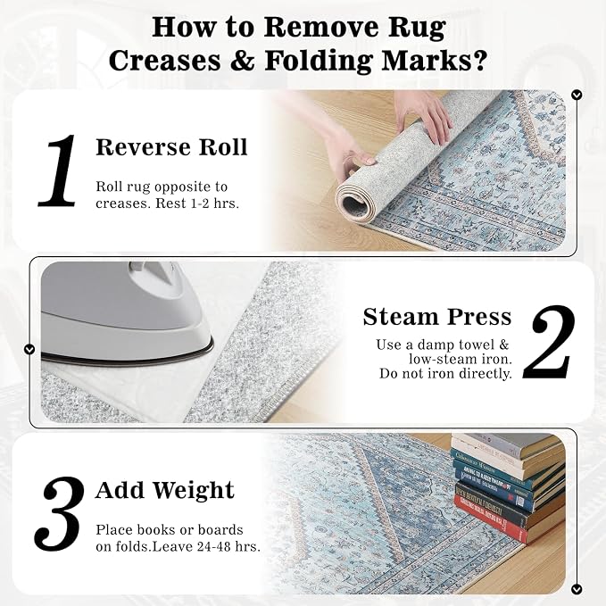 DCX Machine Washable Blue and Beige Area Rug 4x6, Non Slip Stain Resistant - Image 8
