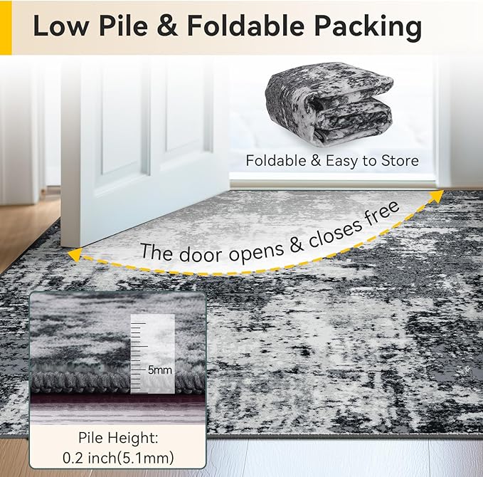 RELEANY Washable Area Rugs 2'6"x10 Non-Slip Modern Abstract Soft - Image 4