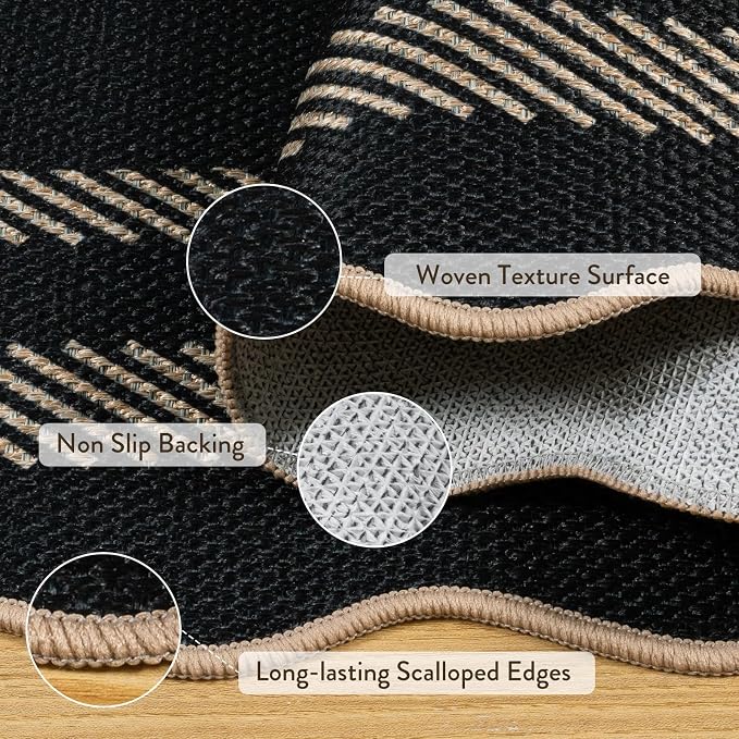 LIVEBOX Scalloped Easy Jute 3x5 Outdoor Rug, Indoor Outdoor Farmhouse Neutral - Image 5