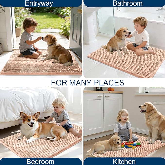 OLANLY Dog Door Mat for Muddy Paws 44x24, Ultra Absorbent Chenille Mud Doormat - Image 8