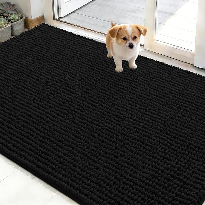 OLANLY Dog Door Mat for Muddy Paws 48x30, Ultra Absorbent Chenille Mud Doormat by OLANLY