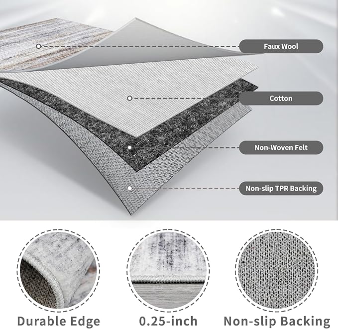 2'6''x10' Washable Runner Rugs for Hallway: Easy-to-Clean Abstract Runners for - Image 6