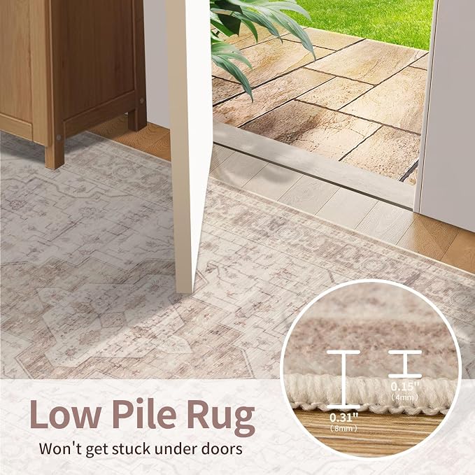 Rugxara 3x5 Washable Entryway Rug, Non Slip Boho Runner Rugs - Image 6