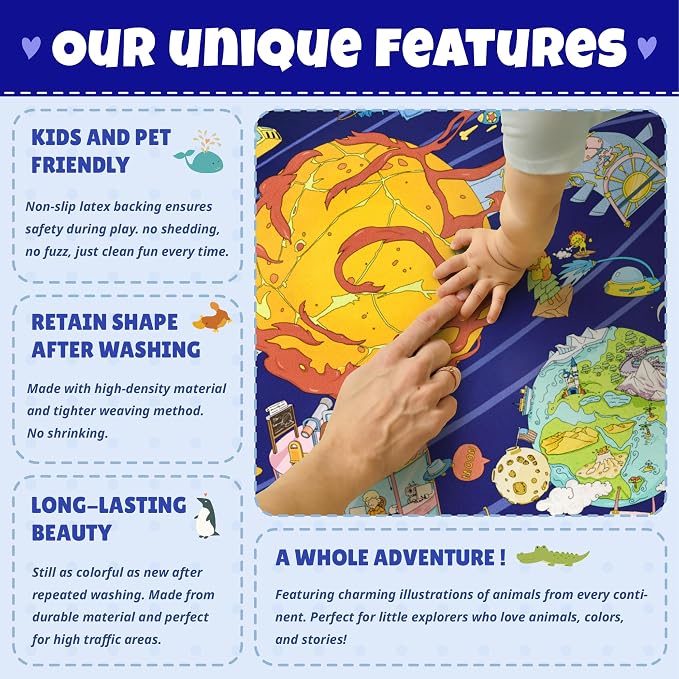 Hazo Haus Galaxy 8x10 Educational Kids Rug - Image 7