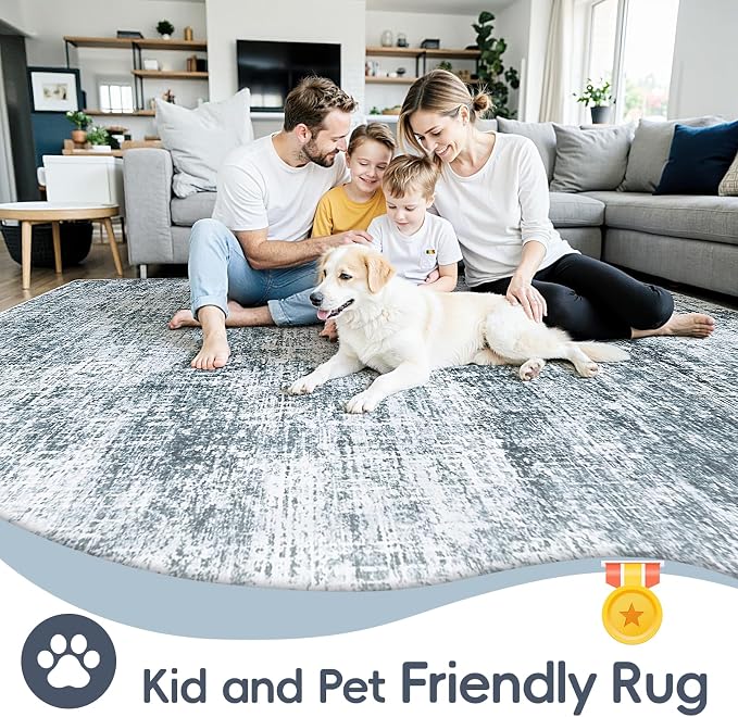 9x12 Area Rugs Washable Rug:Anti-Skid Abstract Modern Living Room Rug Soft Thin - Image 4
