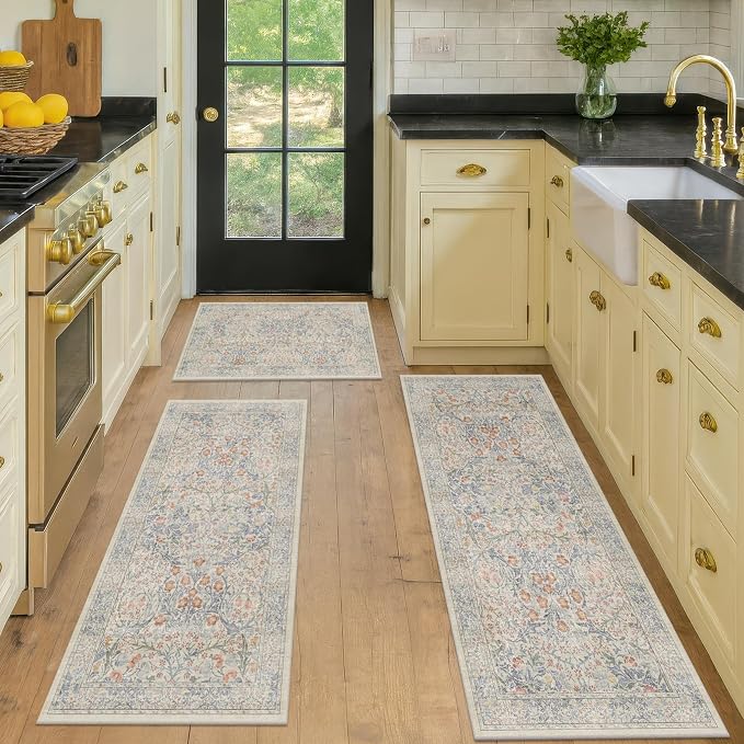 JTJ Washable Kitchen Rugs Sets of 3, Soft Low-Pile Floor Rug by JTJ