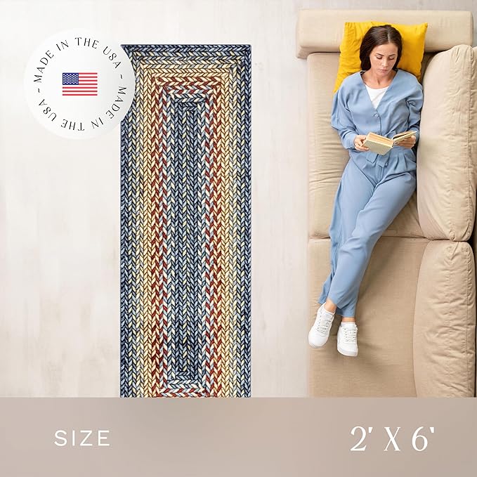 Maples Rugs Marion Bohemian Braided-Style Print Runner Rug – Made in USA – - Image 4