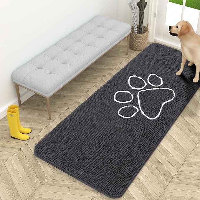 OLANLY Dog Door Mat for Muddy Paws 59x24, Paw Print Design, Absorbs Moisture by OLANLY