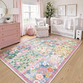 LIVEBOX 5 x 7 Pink Rugs for Bedroom Girls, Soft Patchwork Pink Rug for Living by LIVEBOX