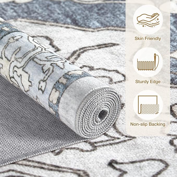 cotiled 5x7 Area Rug Machine Washable Vintage Carpet - Image 2
