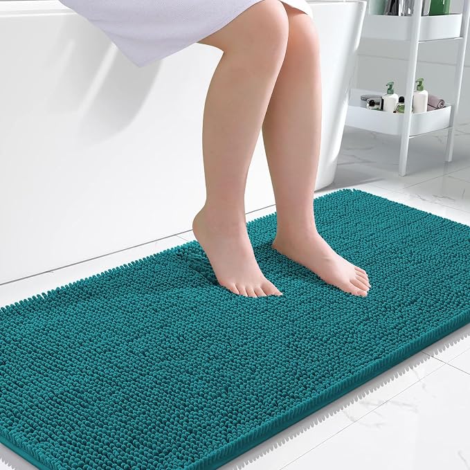OLANLY Bathroom Runner Rugs 47x24, Soft Absorbent Chenille Bath Rugs, Rubber by OLANLY