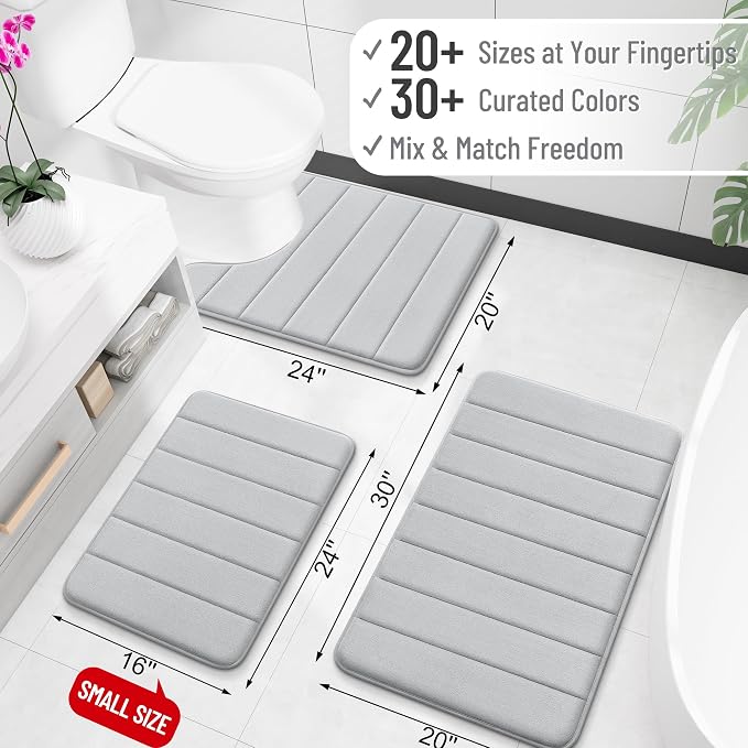 OLANLY Memory Foam Bath Mat 44x24, Super Soft Absorbent Bathroom Rugs, Quick Dry - Image 2