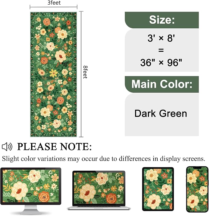 DUKINO 3x8 Runner Rug, Washable Rug - Image 2