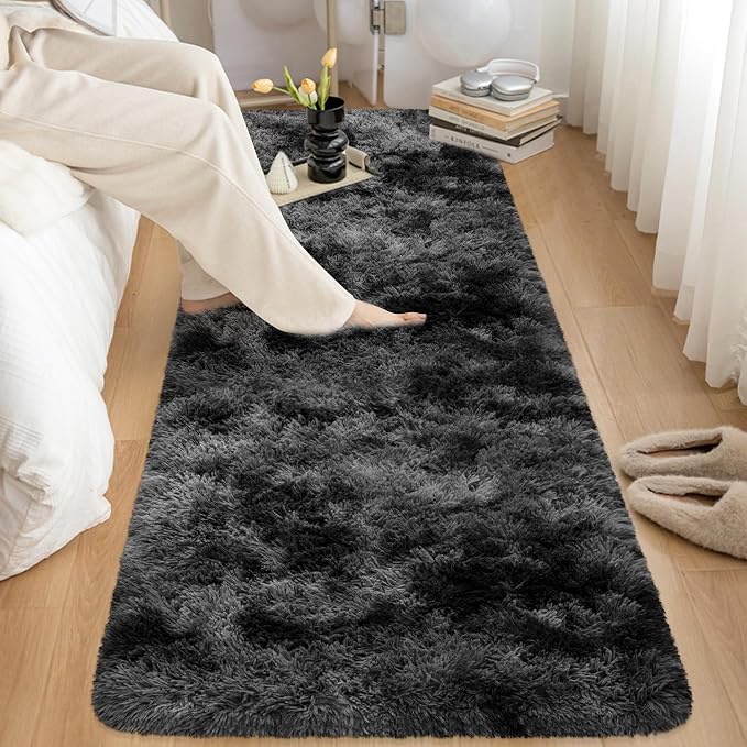 2x10 Feet Tie-Dye Black Grey Runner Rug - Image 8