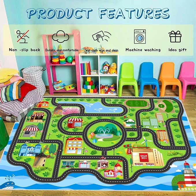 Kids Car Rug, soft low-pile surface, non-slip backing, large size - Image 5