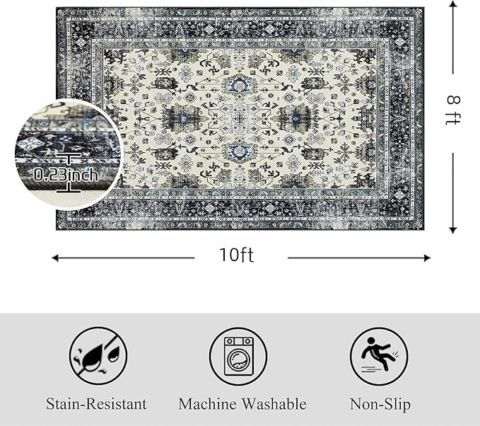Ruaruarug Washable Area Rug 8x10 - Image 2