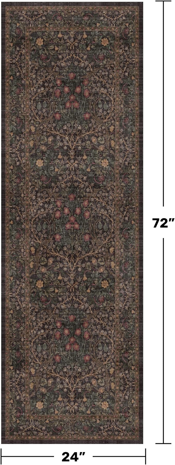 Dark Brown Washable 2x6 Runner Rugs - Image 2