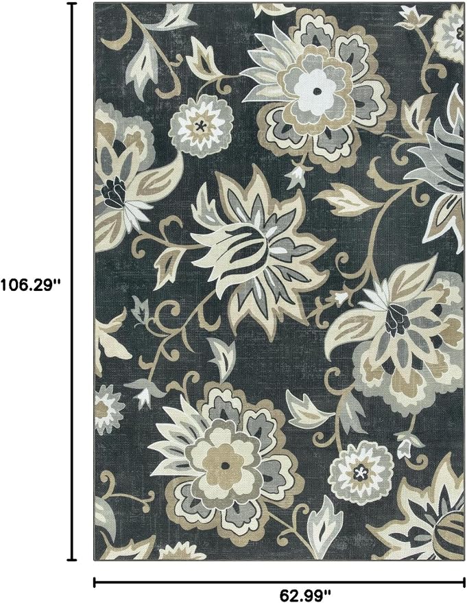 Lahome Floral Indoor Outdoor Rugs, 6x9ft Non Slip Outdoor Patio Rug - Image 2