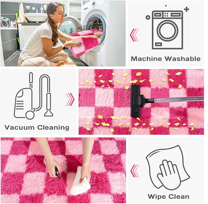 Checkered Rugs for Living Room Bedroom, 5x7 Area Rugs for Living Room, Modern - Image 5