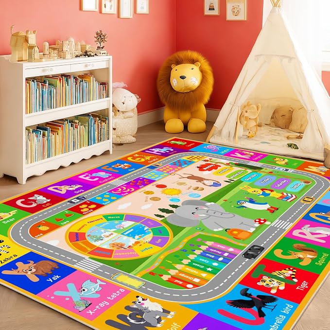 Pionblank Kids Rug for Bedroom Playroom Classroom Kindergarten, 3x4 Educational - Image 5
