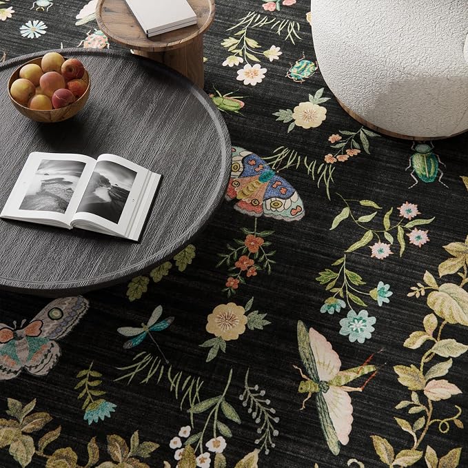 Machine Washable Rug for Living Room: 9x12 Area Rugs Vintage Bedroom Rug Stain - Image 3