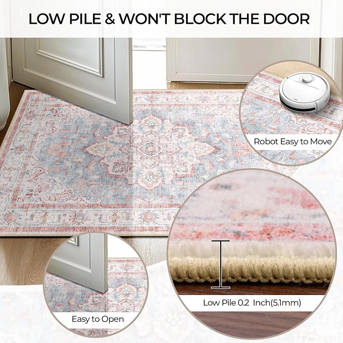 CAPALOCA Machine Washable Rugs Nursery Rug 4x6 Cute Girl Non Slip Low Pile - Image 6