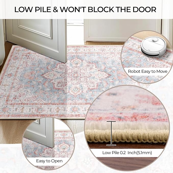 CAPALOCA Machine Washable Rugs Nursery Rug 8x10 Cute Girl Non Slip Low Pile - Image 6