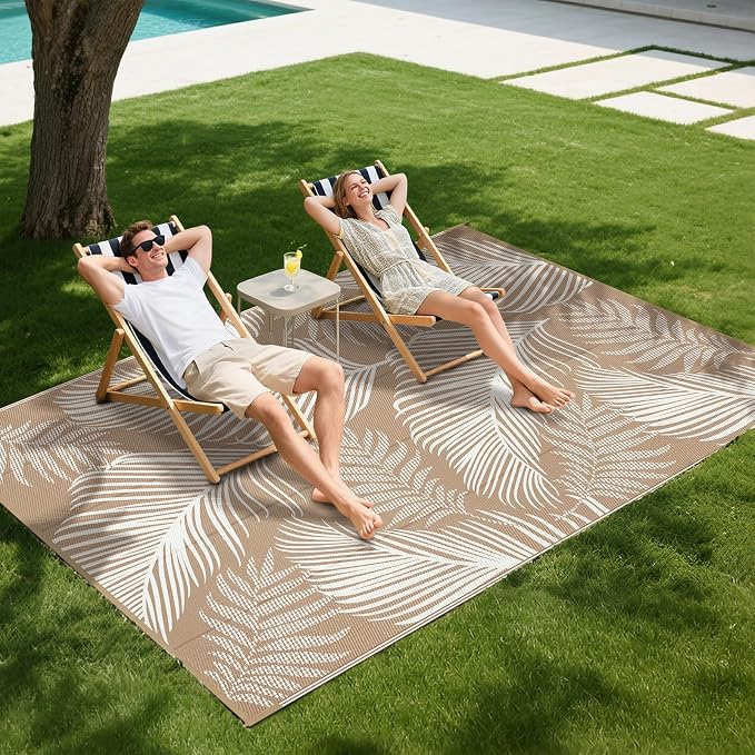 Pauwer Waterproof Outdoor Rug 5x8, Reversible Plastic Straw Patio Camping Rug - Image 6