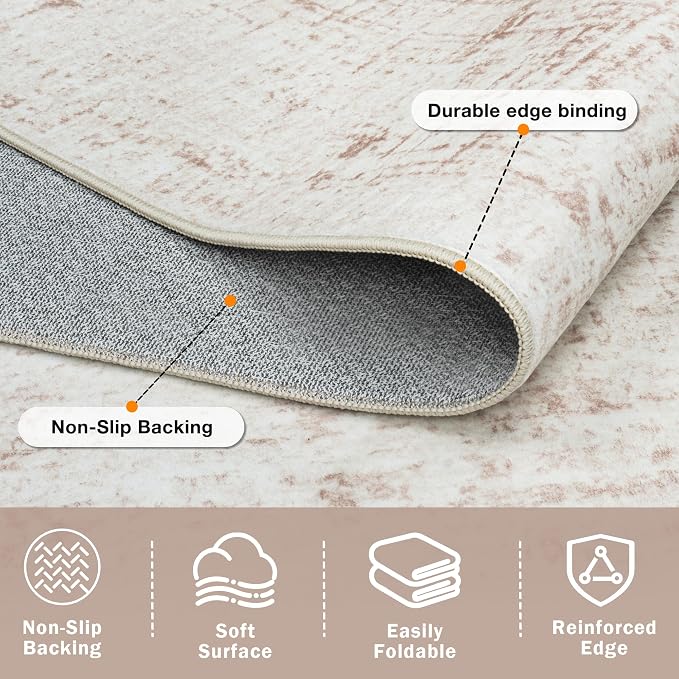 5x8 Area Rugs for Living Room Washable Rug: Anti-Skid Abstract Modern Living - Image 4