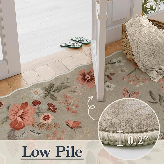 Lahome Floral Machine Washable Rug, 3x5 Rug Non Slip Soft Bedroom Rugs - Image 5