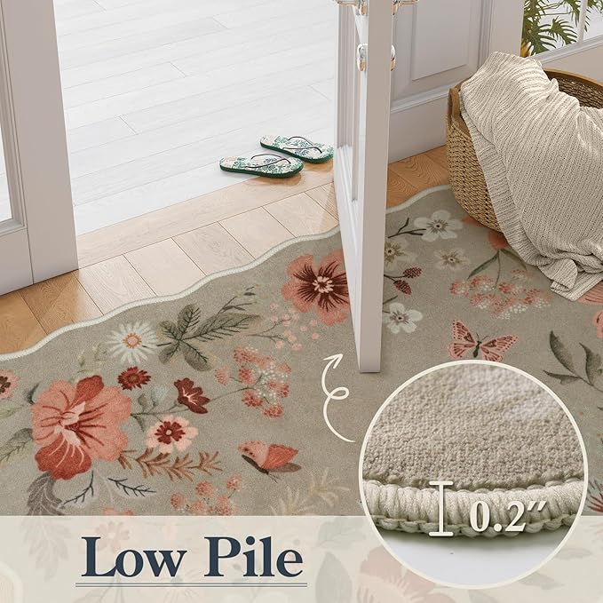 Lahome Floral Kitchen Runner, 2x5 Soft Washable Runner Rug Non Slip, Ultra-Thin - Image 5