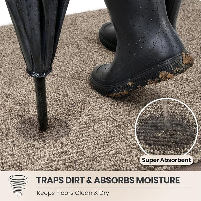 PURRUGS Dirt Trapping Door Mat 24" x 35.5", Non-Slip Machine Washable Entry Rug - Image 2