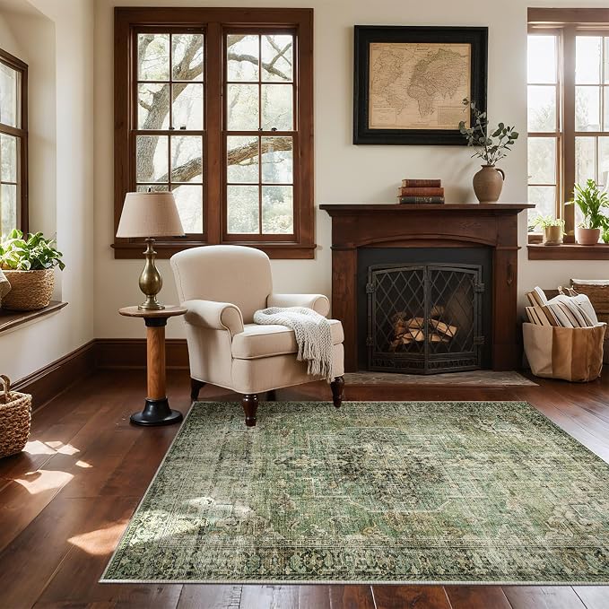 Machine Washable Throw Rugs for Entryway: Door Mat Indoor Entrance 4x6 Small by palohom