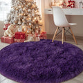Round Purple Rug for Bedroom, 4 ft Circle Area Rugs for Living Room, Soft by WISHTREE