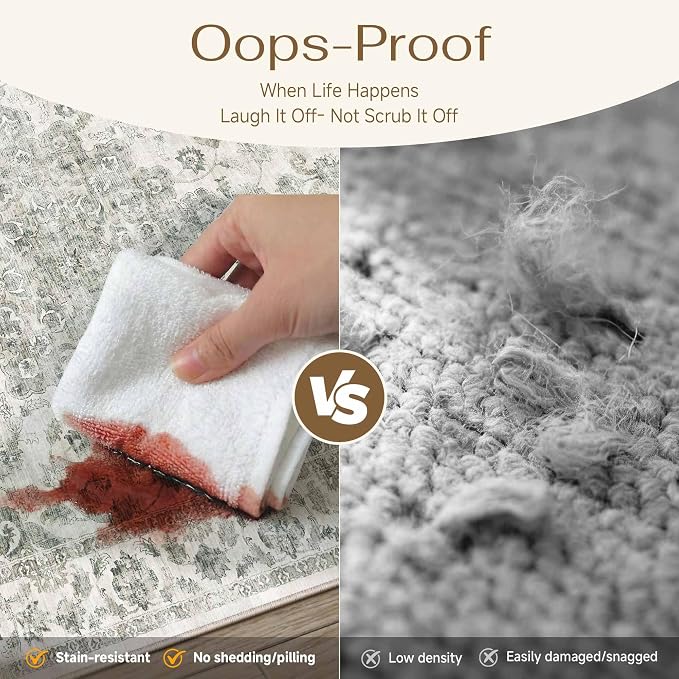 10x12 Neutral Area Rug Green Vintage Living Room Bedroom Washable Carpet - Image 5