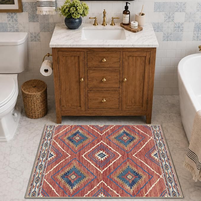 BESTSWEETIE Area Rug 4x6 Rug Machine Washable Non-Slip Low Pile Print Pattern - Image 3