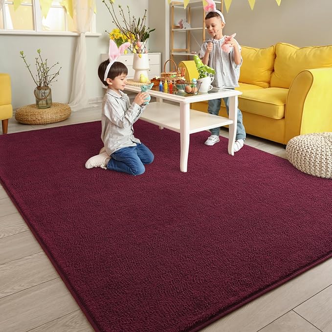 Pettop 5x7 ft Burgundy Red Area Rugs - Image 5