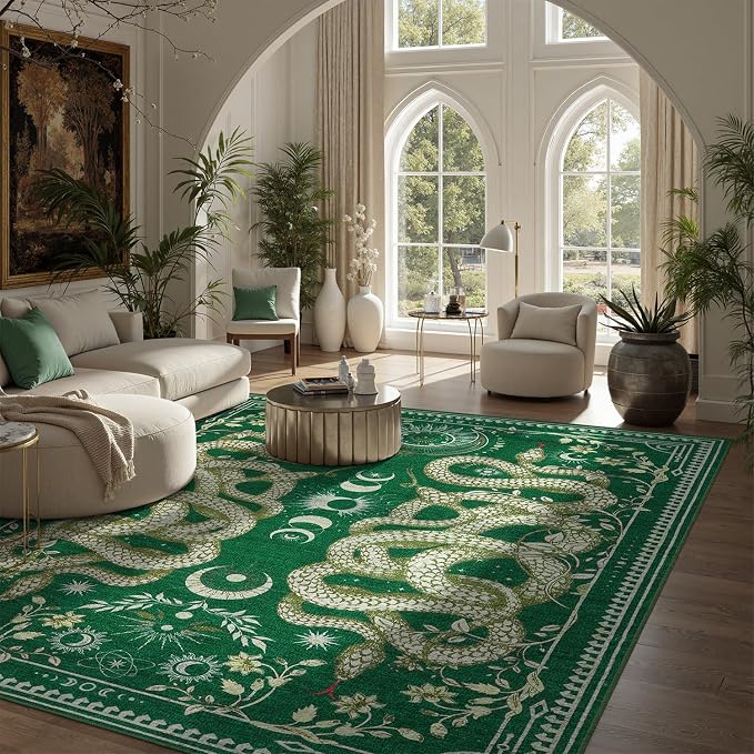 DCX Washable 5x7 Snake Rug, Soft Low Pile Carpet, Kid & Pet Friendly - Image 3