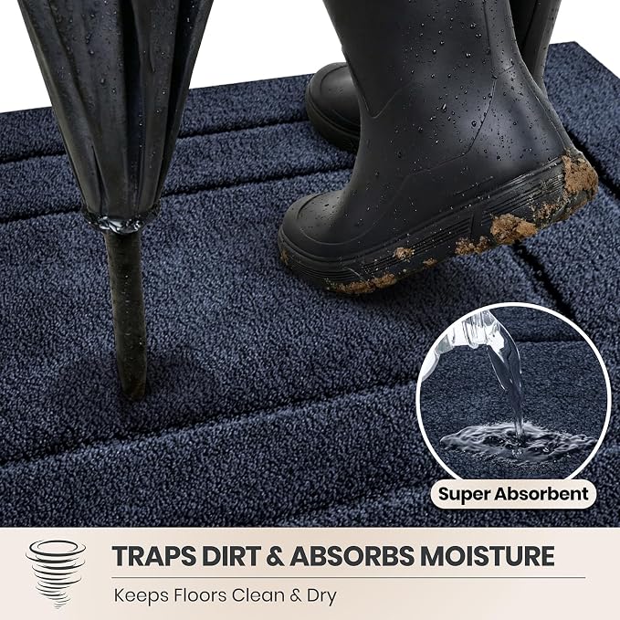 PURRUGS Dirt Trapping Door Mat 24" x 35.5", Non-Slip/Skid Machine Washable - Image 2