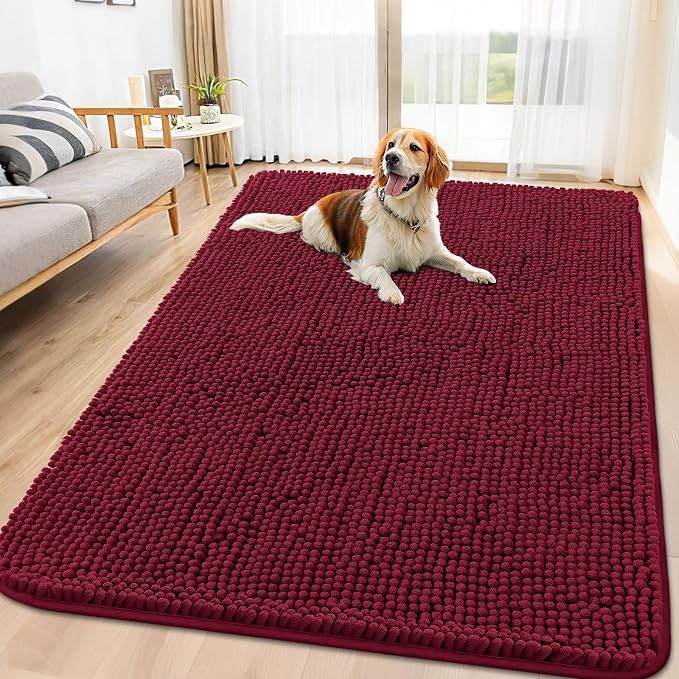 Smiry Dog Door Mat for Muddy Paws 70x35, Absorbent Dirt Trapper, Non-Slip by Smiry
