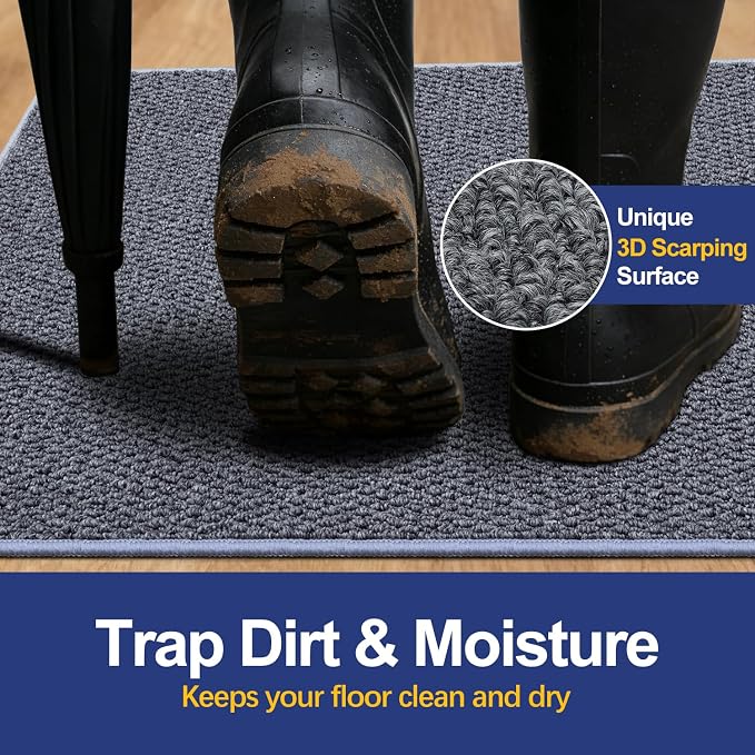 Dirt Trapping Door Mat 24x36, 3D Scarping Surface Doormat - Image 2