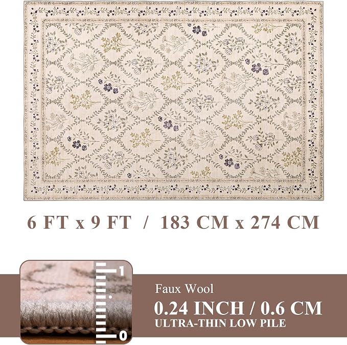 YIHOUSE Washable Floral 6x9 Area Rugs - Image 8