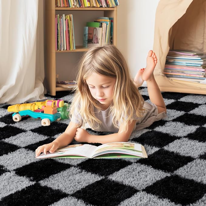 Checkered Rugs for Living Room Bedroom, 5x7 Area Rugs for Living Room, Modern - Image 3